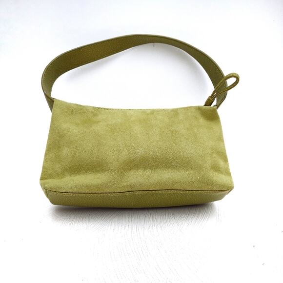 LIZ CLAIBORNE Lime Green Faux Suede Mini Shoulder Bag Vegan Preppy Bright - Picture 4 of 5